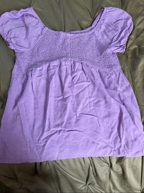 art class Lavender Smocked Puff Sleeve Girls Top